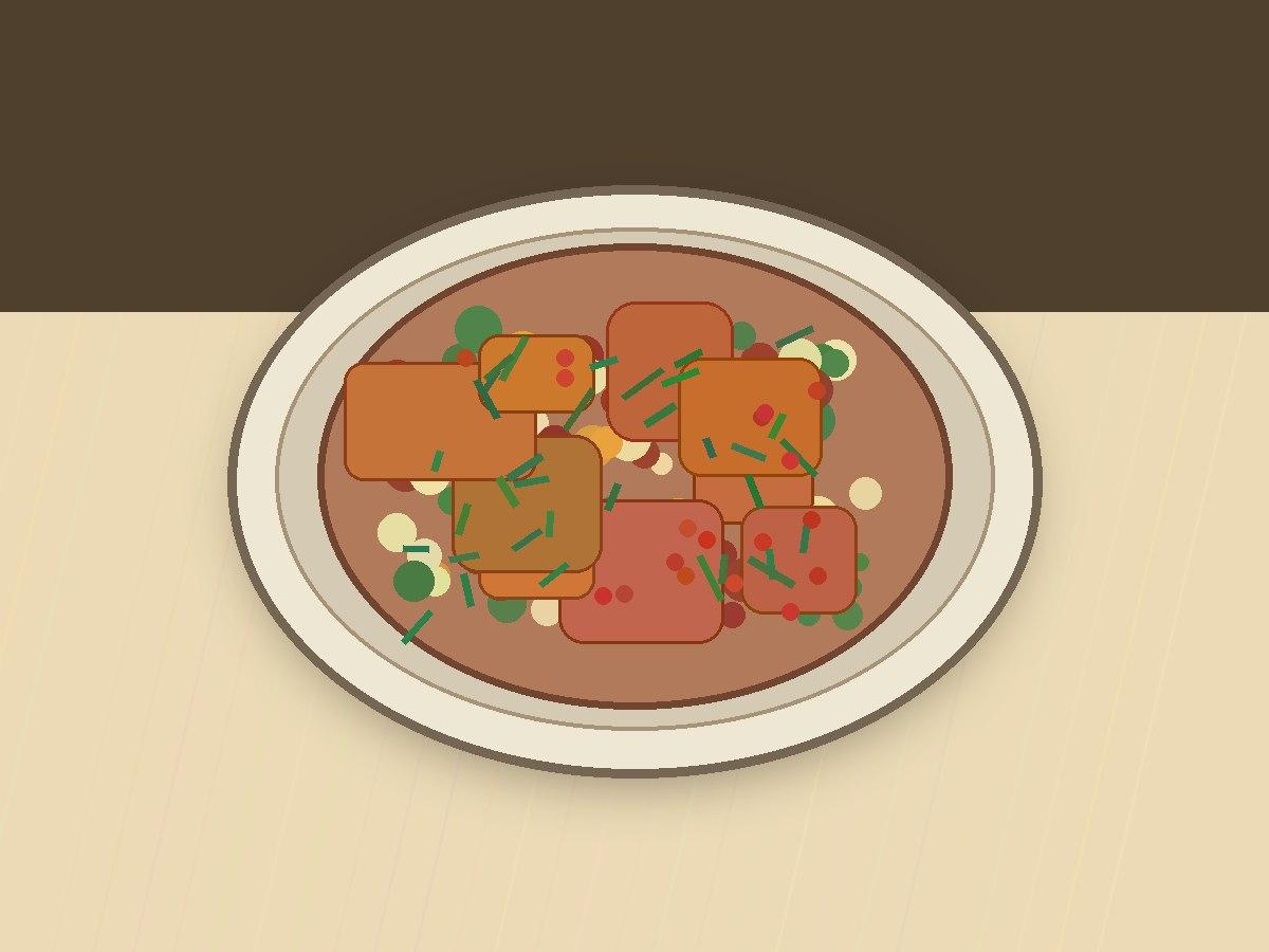 Dunkle gewürzte Hähnchenteile in einer reichhaltigen Sauce aus gerösteter Kokosnuss.